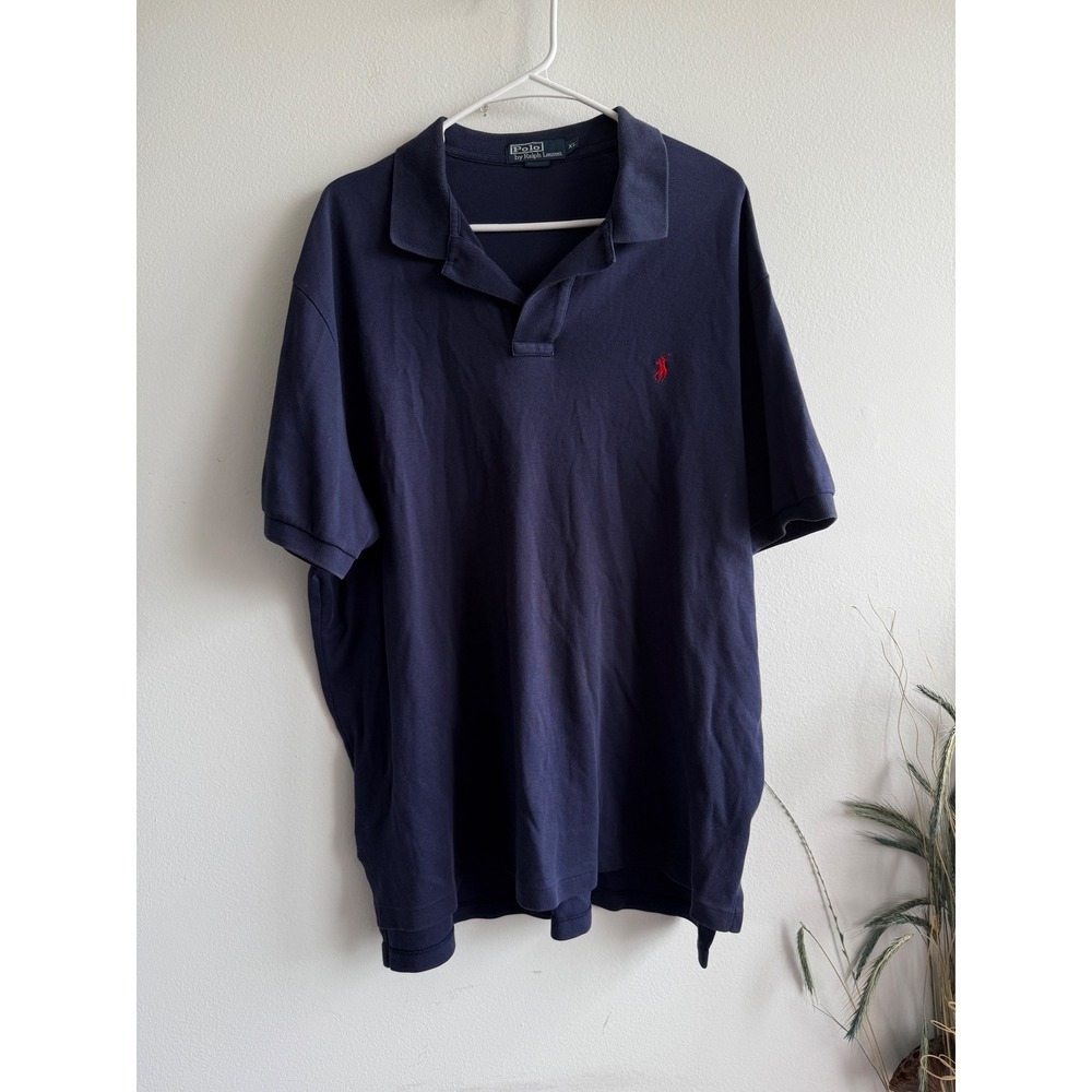 Polo Ralph Lauren Mens XL Navy Blue Short Sleeve Cotton Polo Shirt Red Pony Logo